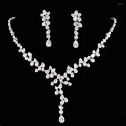 Collana Orecchini Set Arrivo Fata Goccia d'acqua Cubic Zirconia Set da sposa per le donne Bijoux Mariage CZL-6104