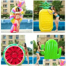 Party Favor Inflatable Swimming Ring NT Rainbow Pizza Banana Pool Lounge ADT float Mattres Life Buoy Raft Water Toys Drop Delivery H DHVRE