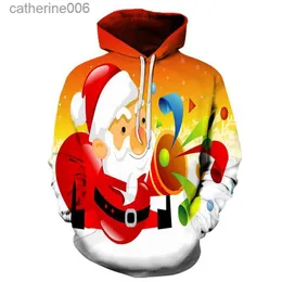 Andra leksaker Christmas Hoodie 3D Print Santa Claus Mönster Herr- och kvinnors hoodie Creative Boys 'and Girls' Pullover Kids Sweatshirt Topsl231024