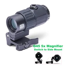 Tactical G45 Magnifier Scope Compact G45.STS 5X Förstoring Optik Hunting Riflescope med Switch to Side Snabbt löstagbar montering 20mm Rail