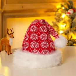 Beanie/Skull Caps Christmas Decorations Red Christmas Hat Soft Plush Striped snowflak Hats Santa Claus Cosplay Cap Children Adults Xmas Party Decoration Caps 2023