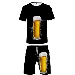 Herren-Trainingsanzüge, 3D-gedrucktes T-Shirt und Shorts, Bier, Sommer, Herren-Casual-Sportanzug, Trainingsanzug für Herren, Übergröße, S-7XL, Trainingsanzug, Kleidung 231021