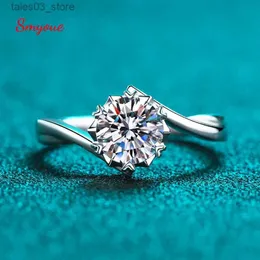 Wedding Rings Smyoue 0.3-2 Carat % Real Moissanite Ring for Women White Gold Plated S925 Solid Silver Luxury Simulated Diamond Wedding Band Q231024