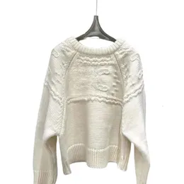 Clne Designer Sweater Luxury Fashion Women Seaterオリジナル高品質の全ピースフックパターン白い長袖ニットラウンドネック