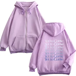 Kvinnors hoodies tröjor ännu att komma zip hoodie k pop hooded jacka fleece lila blixtlås päls mode sport tröja jogging 231023