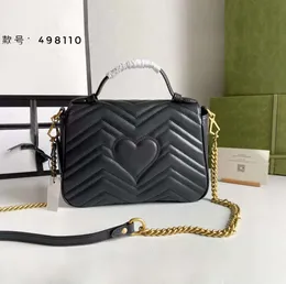 Women Classic Marmont Messenger Facs Love Heart v Wave Pattern Counter Counter Bag Bag Bag Beal Handbags Fashion Lady Totes Wallet YT503