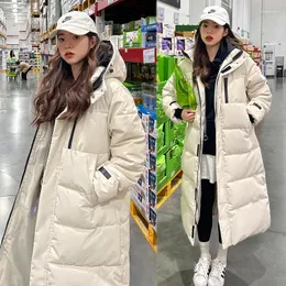 Kvinnors dike rockar dmlfzmy Autumn Winter Thicken Woman Warm Long Parka Women Casual Solid Color Loose Big Pocket Hooded Coat Jackets