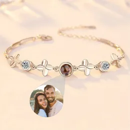 Jelly 925 Sterling Silver Projection Po Bracelet Personalized Heart Pendant Memorial Jewelry Birthday Valentine's Day Gift 231023