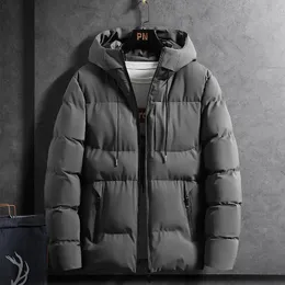 Männer Unten Parkas Winter Jacke Männer Verdicken Warme Mantel Herren Stehkragen Einfarbig Casual Parka 231023