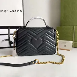 high quality Women bag Marmont Lady Messenger Bags Love heart V Wave Pattern Satchel Genuine Leather Shoulder Bag Chain Butterfly Handbags Purse YT206