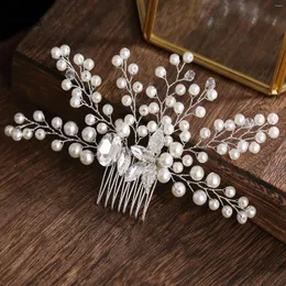 Fermagli per capelli Sposa pettine laterale Tiara di perle Copricapo fatto a mano Colore argento Forcina di cristallo Gioielli da sposa Regali di compleanno