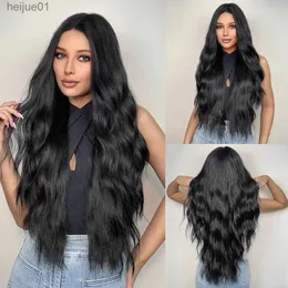 Synthetic Wigs Black Wave Wigs for Women Long Natural Curly Wig Middle Part Synthetic Wig Heat Resistant Fake Hair Daily Party UseL231024