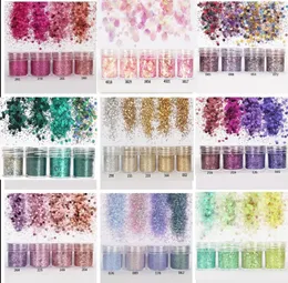 Acrylpulver Flüssigkeiten 4er-Set4Farben-Set X10ML Mix Nail Art Glitzerpulver 0,2 mm 1 mm 2 mm Glitzer 3D Nail Art Dekoration Für Nail Art Dekoration 45 231024