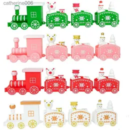 Outros brinquedos Plástico Trem de Natal Ornamento Brinquedos para bebês Bonito Trem de brinquedo pintado com Papai Noel Boneco de neve Artesanato para Ano Novo Xmas Kids GiftsL231024