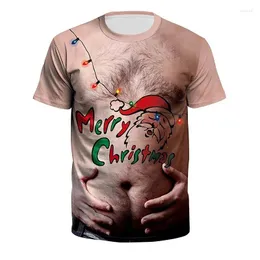 T-shirts voor heren Grappig kerstpatroon 3D T-shirt Top Vakantie korte mouw 2023 Designer onderlaag