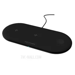 W48 3 in 1 Wireless Charger Portable Fast Charging Pad for iPhone/Apple Watch/AirPods - Black