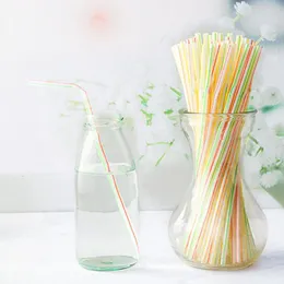 Одноразовые стаканчики, соломинки, 400 шт., гибкие пластиковые трубочки для питья, разные цвета