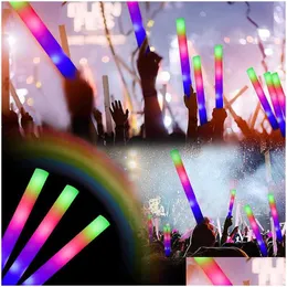 Andra evenemangsfestleveranser 10153060pcs bk Colorf LED Glow Sticks RGB Foam Stick Cheer Tube Dark Light For Drop Delivery Home Garde DHD0L