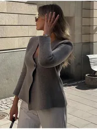 Kadın Yün Karışımı Gevşek Batak Karışımları Cardigan Sonbahar Vneck Tek Düğme Yün Paltolar Moda Kadınlar Dış Şaraplarda 2023 231023