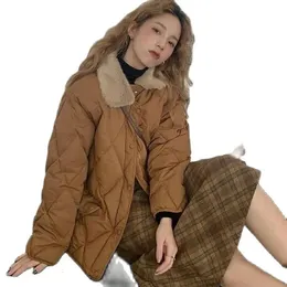 Parka da donna in piumino moda collo in pelliccia cappotto in cotone giacca autunno inverno capispalla casual allentato per studenti 231023