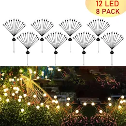 Gartendekorationen 12 LED-Solar-Glühwürmchen-Lichter, Solar-Garten-Feuerwerkslicht, wasserdichtes, schwankendes Außenlicht für die Dekoration von Hof, Terrasse, Weg, 231023