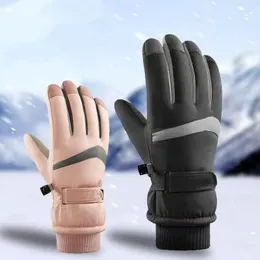 Guantes de ciclismo Invierno Esquí Felpa A prueba de viento Al aire libre Hombres Mujeres Impermeable y cálido Equipo de bicicleta de pantalla táctil