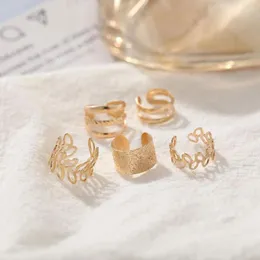 バックイヤリングジュエリー5pcs/set girl in pierced c sfape for women leaves ear cuff earing set韓国スタイルの骨クリップ