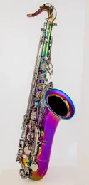 High Tenor Saxophone BB Tune Lackered Dazzling Color Woodwind Instrument med Case Accessories Gratis frakt