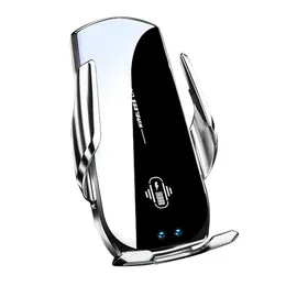 A1 Manyetik Kablosuz Araç Şarj Cihazı Telefon Montajı Otomatik İndüksiyon Araba Şarj Cihazı Telefon Stand - Gümüş