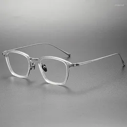 Óculos de sol quadros de alta qualidade artesanal acetato titânio prescrição óculos homens mulheres luxo transparente quadrado óculos quadro eyewear