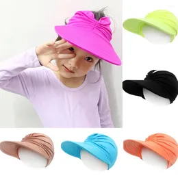 Hårtillbehör Moder Kids Summer Sun Hat Travel Seaside Hats Big Brim Sunhat Girls Outdoor Beach Sunscreen Cap Open Top Visor