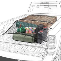 Organizador de carro 110x120cm caminhão cama carga net tronco traseiro com 6 ganchos malha elástica elástica para captador