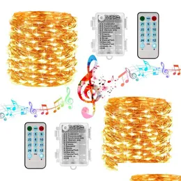 Led Strings Sound Activated Music String Light 10M 12Mode Waterproof Copper Wire Twinkle For Party Christmas Wedding Decor Drop Deli Dhc58