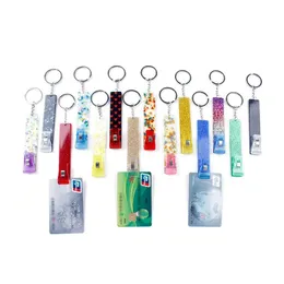 Partido favor cartão de crédito pler keyring glitter acrílico cartões bancários grabber para ferramenta de unhas longas entrega em casa jardim festivo suprimentos dh5mx