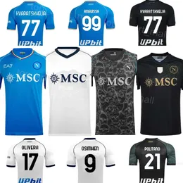 클럽 팀 축구 SSC 나폴리 1 Alex Meret Jerseys 99 Andre-Frank Zambo Anguissa 9 Victor Osimhen 21 Matteo Politano 20 Piotr Zielinski 축구 셔츠 키트 2023 2024