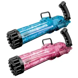 Brinquedos de banho para bebês 21 buracos Gatling Bubble Gun Toy Design Automático Big Bubble Maker Blower Machine para crianças Verão Soap Bubble Gun Bath Toy 231024