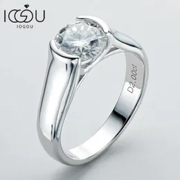 Eheringe IOGOU 2 Karat Diamant Solitär Verlobungsringe für Frauen 100 % 925 Sterling Silber Braut Ehering Fassung 8 mm 231023