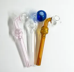 Tubo de água colorido com alça de fumaça, reciclador de mão curvado para tubos de queimador de óleo de bong de vidro