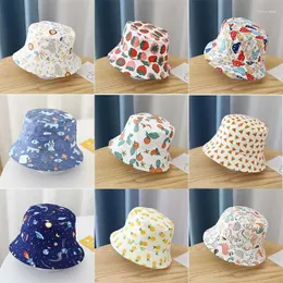 Berets 2023 Spring Cartoon Cartoon Print Baby Bucket Hat Cotton Cotton Fisherman Hats Kids Summer Toddler Boys Girls Panama Sun Cap