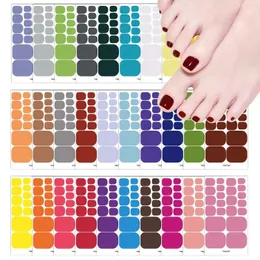 Nail Stickers 22Tips Pure Color Toenail Art Decoration Adhesive Toe Nails Polish Wraps Strips Feet Supplies For Gifts Drop Ship