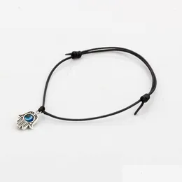 매력 50pcs hamsa hand string 사악한 눈의 사악한 눈의 럭키 블랙 컬러 왁스 코드 영적 팔찌 성공 보석 보석류 발견 com dhgmx