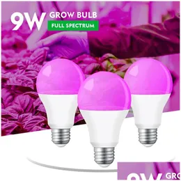 Grow Lights E27 Luce per la crescita delle piante Led Bb Fl Spectrum 18 LED 9W Piante Fiore Piantina Idroponica Veg Fiori Crescita Tenda Drop Del Dhfaq
