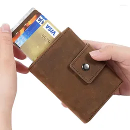 ウォレットレトロクレイジーレザーオートマチックカードバッグメンズレディースカーボンファイバーパターンクリップ財布財布ドロップパッケージ