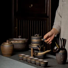 Teaware sätter japansk keramisk tekanna med 6 koppar per te -set kinesisk drinkware