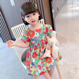 Платья для девочек, летнее поступление 2023 года, праздничное платье для девочек с короткими рукавами и квадратным воротником, Muti, милое вечернее платье Roupa Infantil Menina, 18 месяцев-7 лет