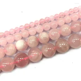 Pedras preciosas soltas finas naturais redondas contas de pedras preciosas quartzo rosa diy pulseira feminina colar para fazer jóias encantos 4/6/8/10mm 15''