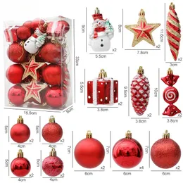 Decorações de Natal 20/29pcs Bolas de árvore de Natal Doces vermelhos Pendurados Ornamento Grandes Pingentes Conjunto Decorações de Natal para Casa Natal Navidad Ano 231024