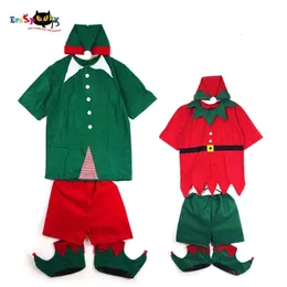 cosplay Eraspooky Simples Roupas de Ano Novo Adulto Crianças Natal Elf Cosplay Papai Noel Ajudante Fantasia Carnaval Festa Família Fantasia Dresscosplay