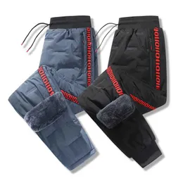 Calças masculinas outono inverno lambswool calças sólidas quentes engrossar sweatpants para homens moda joggers casual plus size velo calças com cordão