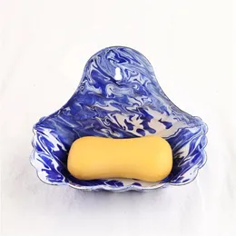 Tvålrätter Vintage Cobalt Swirl ENAMELWARE SOAP Dish Holder Toilet Accessories Badrum 231024